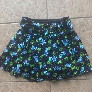 Edgy Black Skull Print Women's Skater Skirt